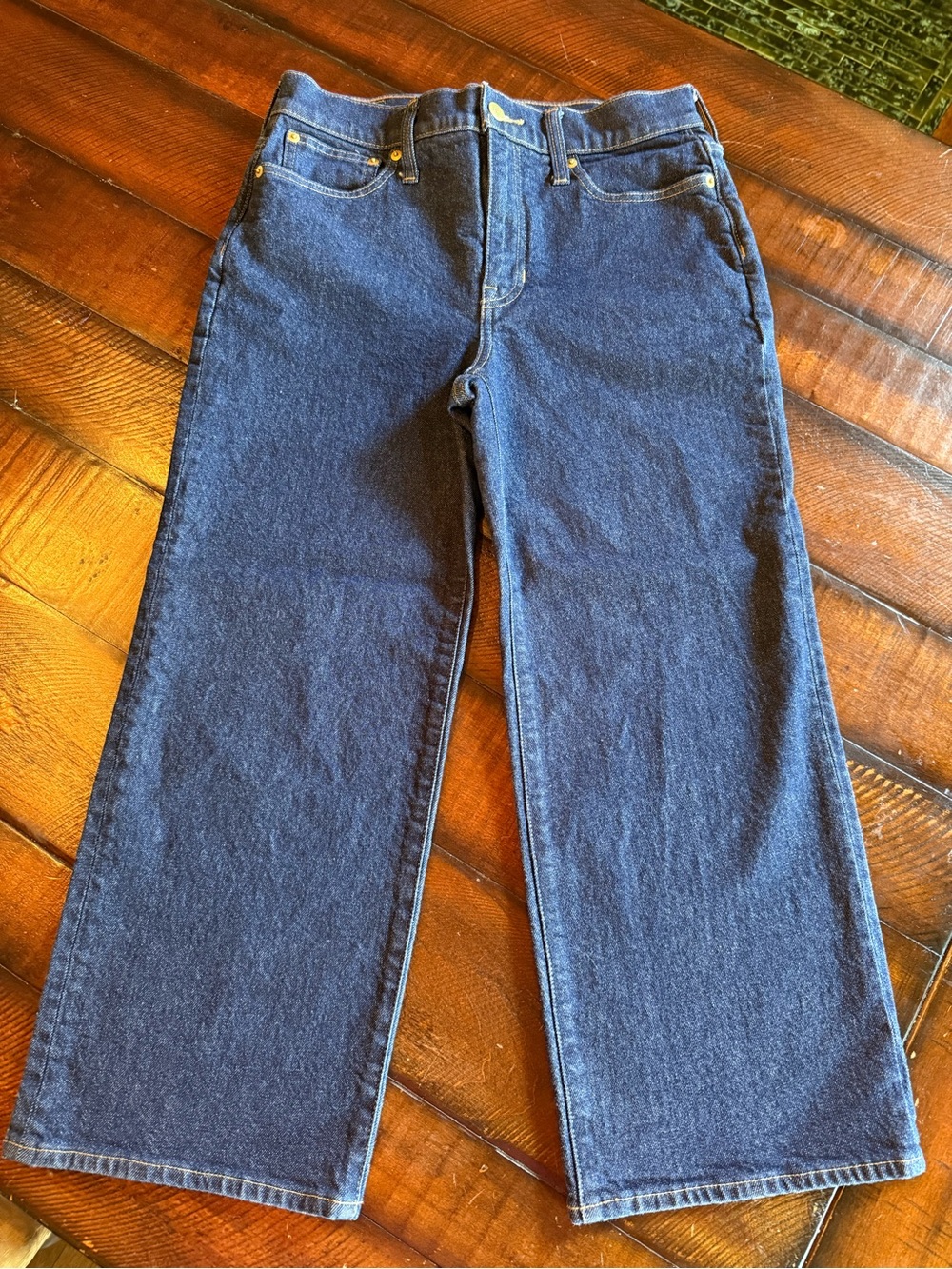 J.Crew Slim Wide Denim Jeans. Size Petite 27. Resin Rinse wash.